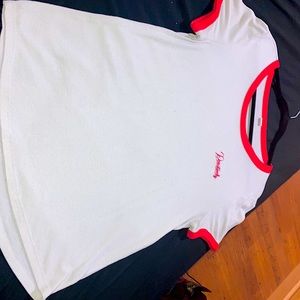 Old navy active wear. Us size:L cursive word is “positively” red trims.